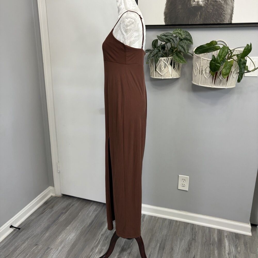 Wild Fable Brown Maxi Dress Womens Small S High Slit Y2K Style Ribbed Knit - Picture 3 of 16